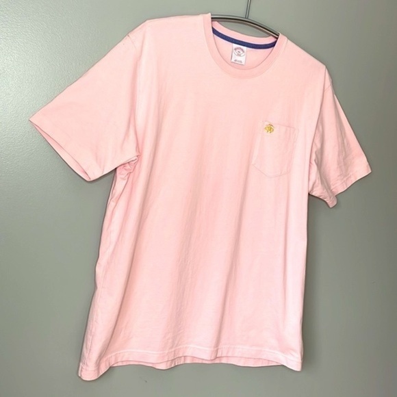 BROOKS BROTHERS | Men’s Embroidered BROOKS BROTHERS Logo 100% Cotton Pink Shirt - Picture 6 of 7
